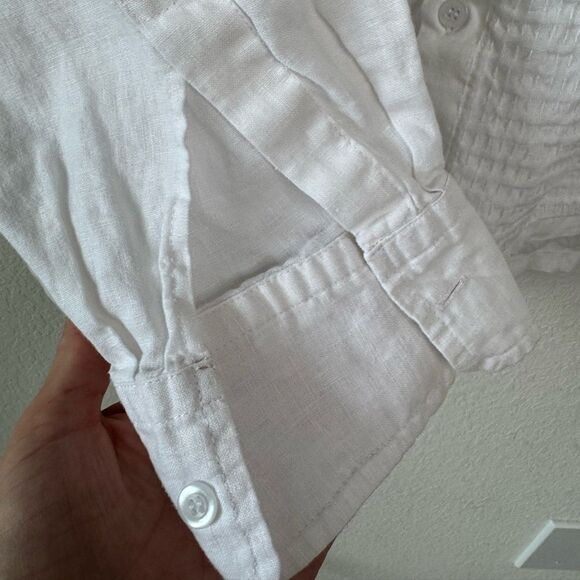 Island Importer Men’s Sz L 100% Linen Button Down Shirt Beach Textured Front - Picture 5 of 7